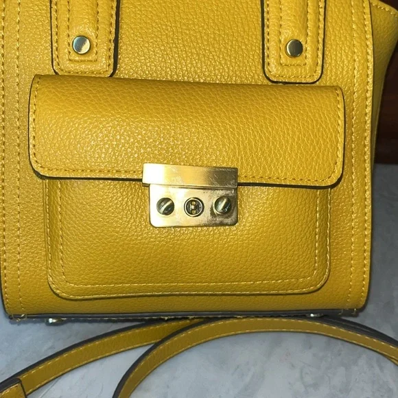 Philip Lim  Satchel. Crossbody Bag  mustard color  Expanding sides  Vegan   NWOT - Picture 6 of 15